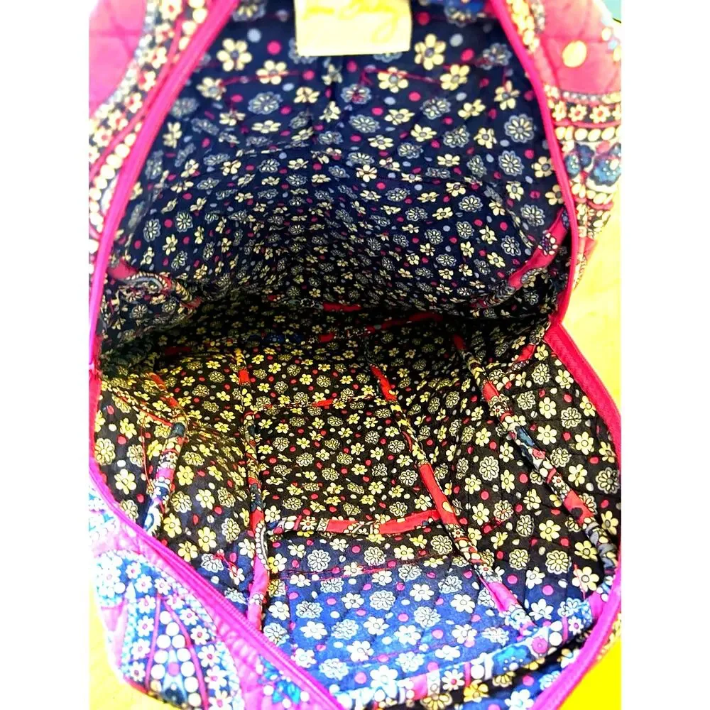 Vera Bradley Backpack Bag Quilted Paisley Floral Campus Boho Hippie L-XL